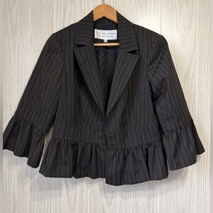 Trina Turk Pinstripe Peplum Blazer Jacket Size 10